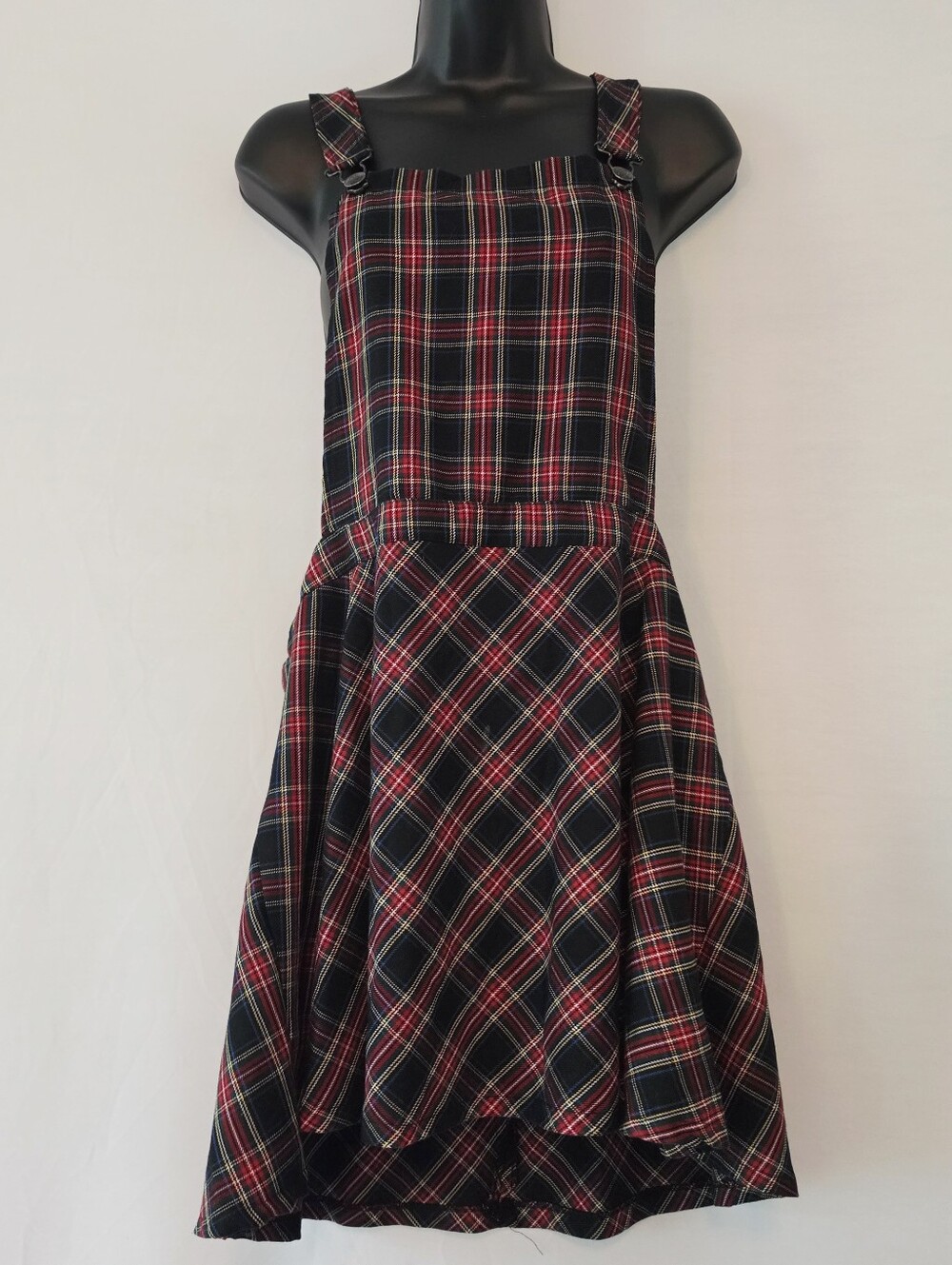 Royal Bones Dress Sz XL Red Plaid Overall Suspender Mini Punk Skater Adjustable